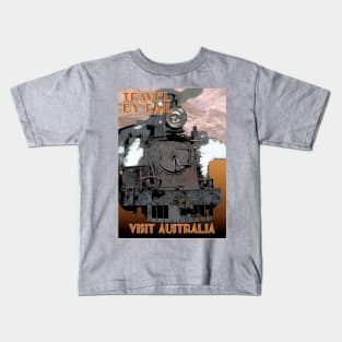 Retro Railway Travel Australia_03 Kids T-Shirt